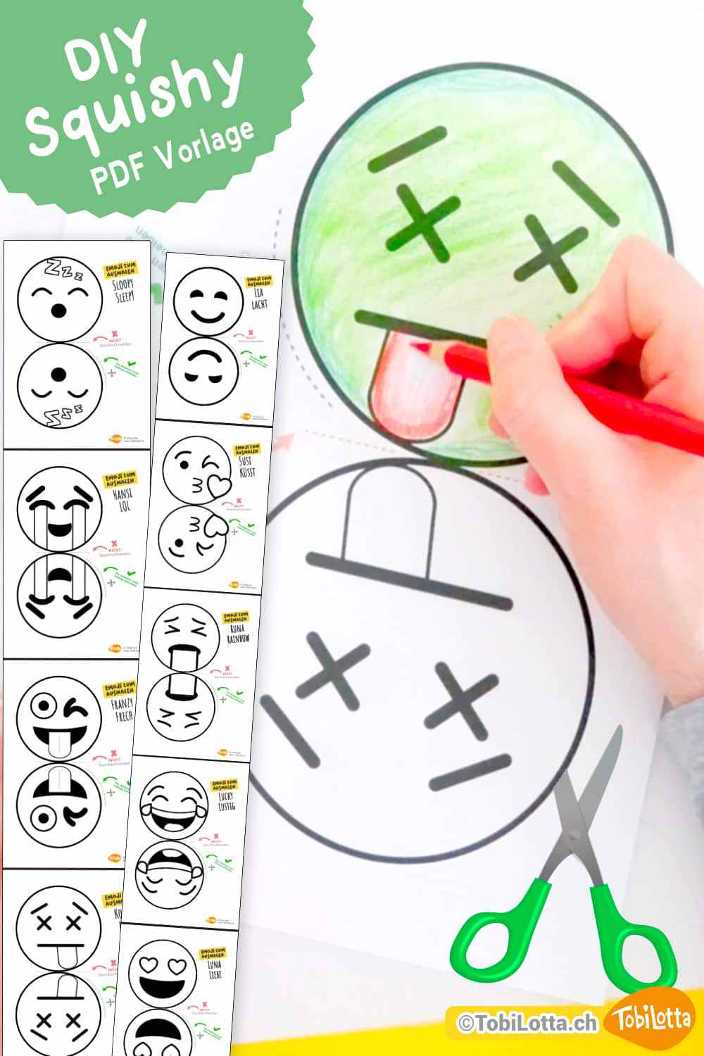 49616 Emoji papier Squishy PDF Vorlage zum Ausdrucken