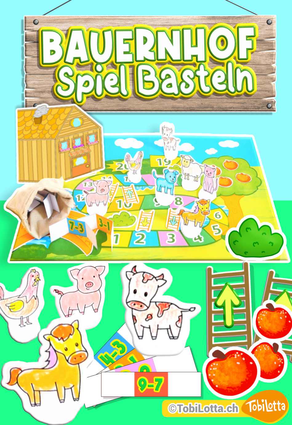 Bauernhof Spiel zum Basteln, Spielen, Lernen