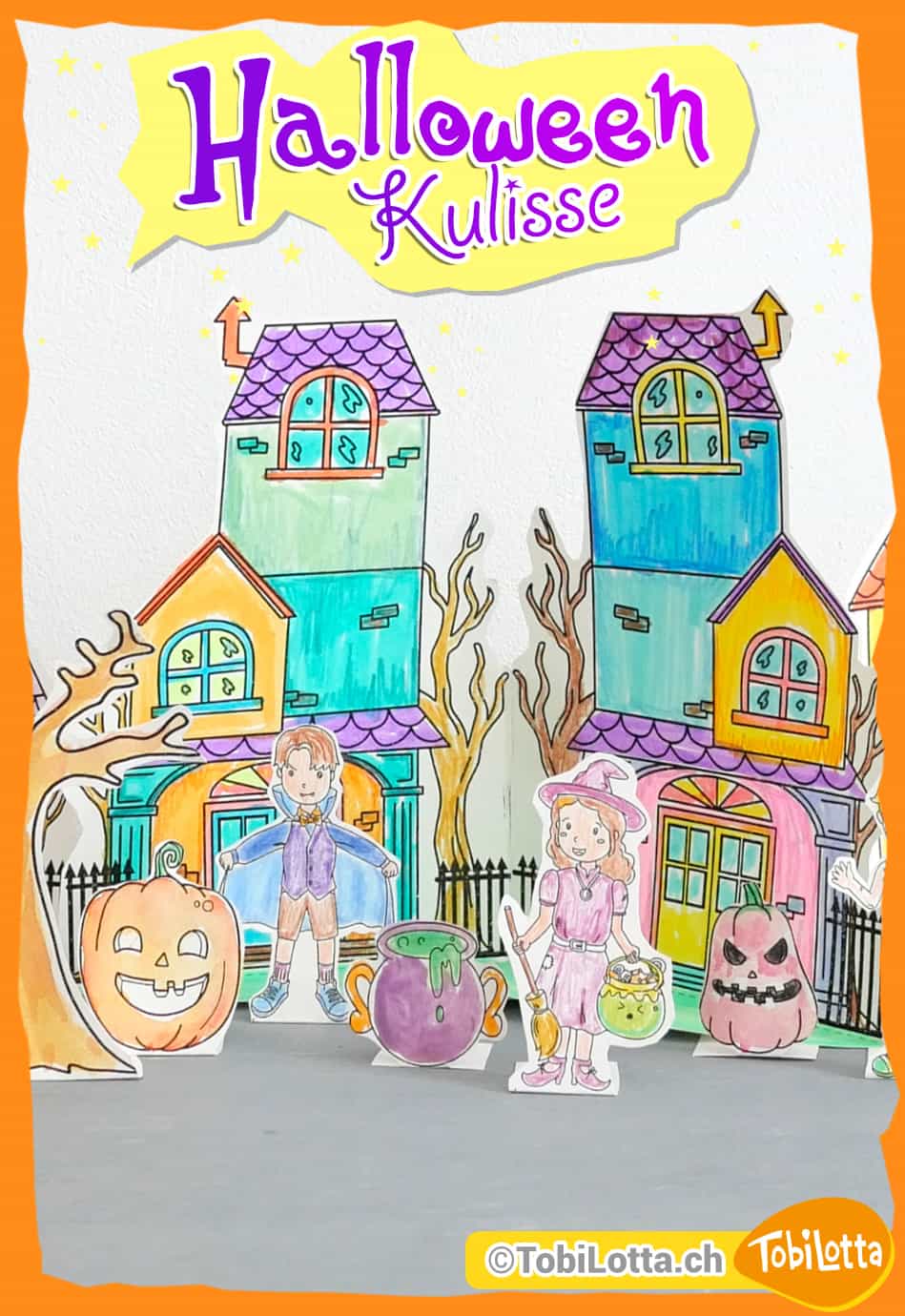 Halloween Szene Pop up Kulisse Bastelvorlage Halloween Vorlagen zum Ausdrucken