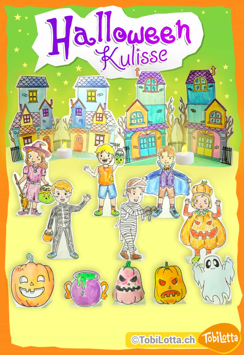 46274 Halloween Szene Pop up Kulisse Bastelvorlage