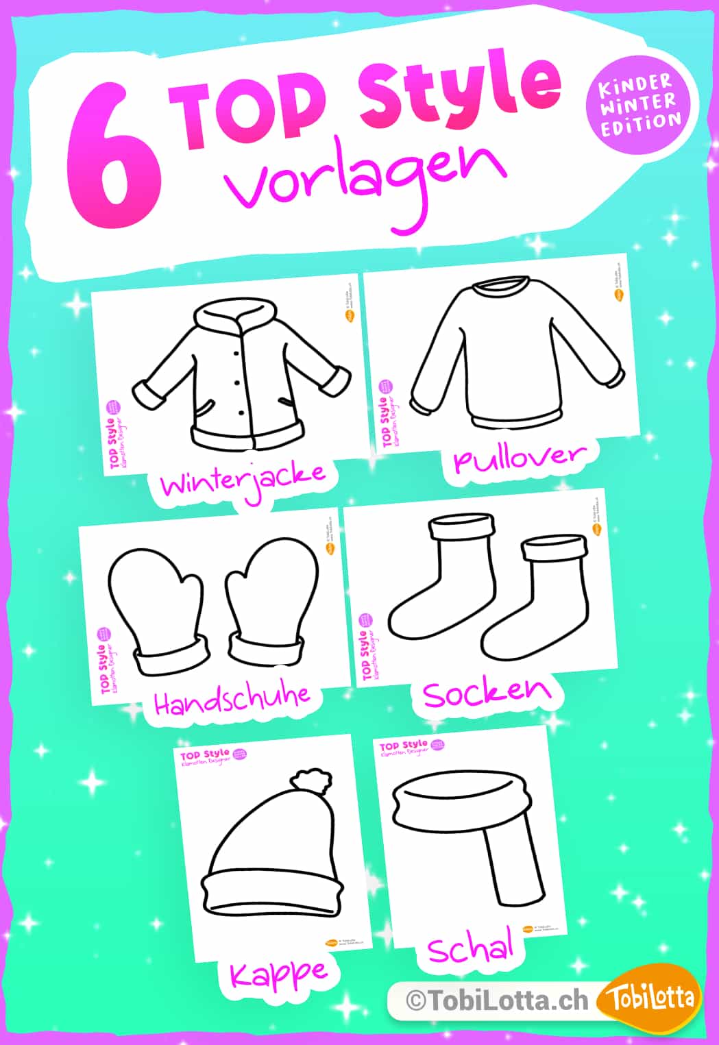 11133 TOP MODEL vorlagen zum ausdrucke KLAMOTTEN DESIGNER Winter klamotten nähen bastelvorlage für kinder bastelladen