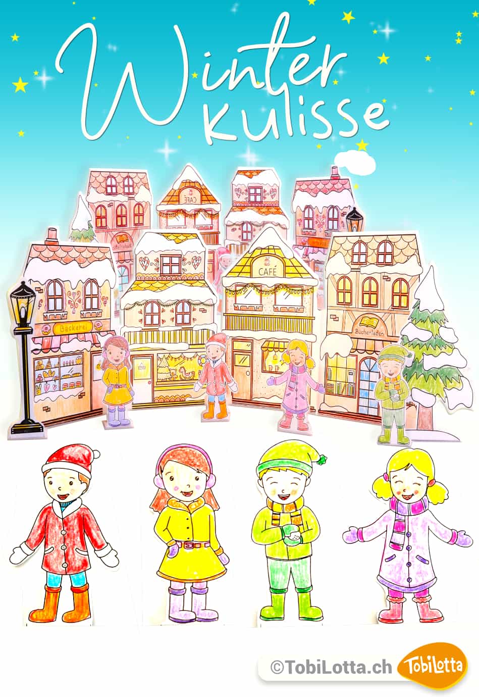 Winter-Kulisse-Aufstell-Stadt-Weihnachten-Winter-Basteln-Vorlagen-zum-ausdrucken-Kinder-diy-ideen 3d bastelbogen kinder vorlagen educki