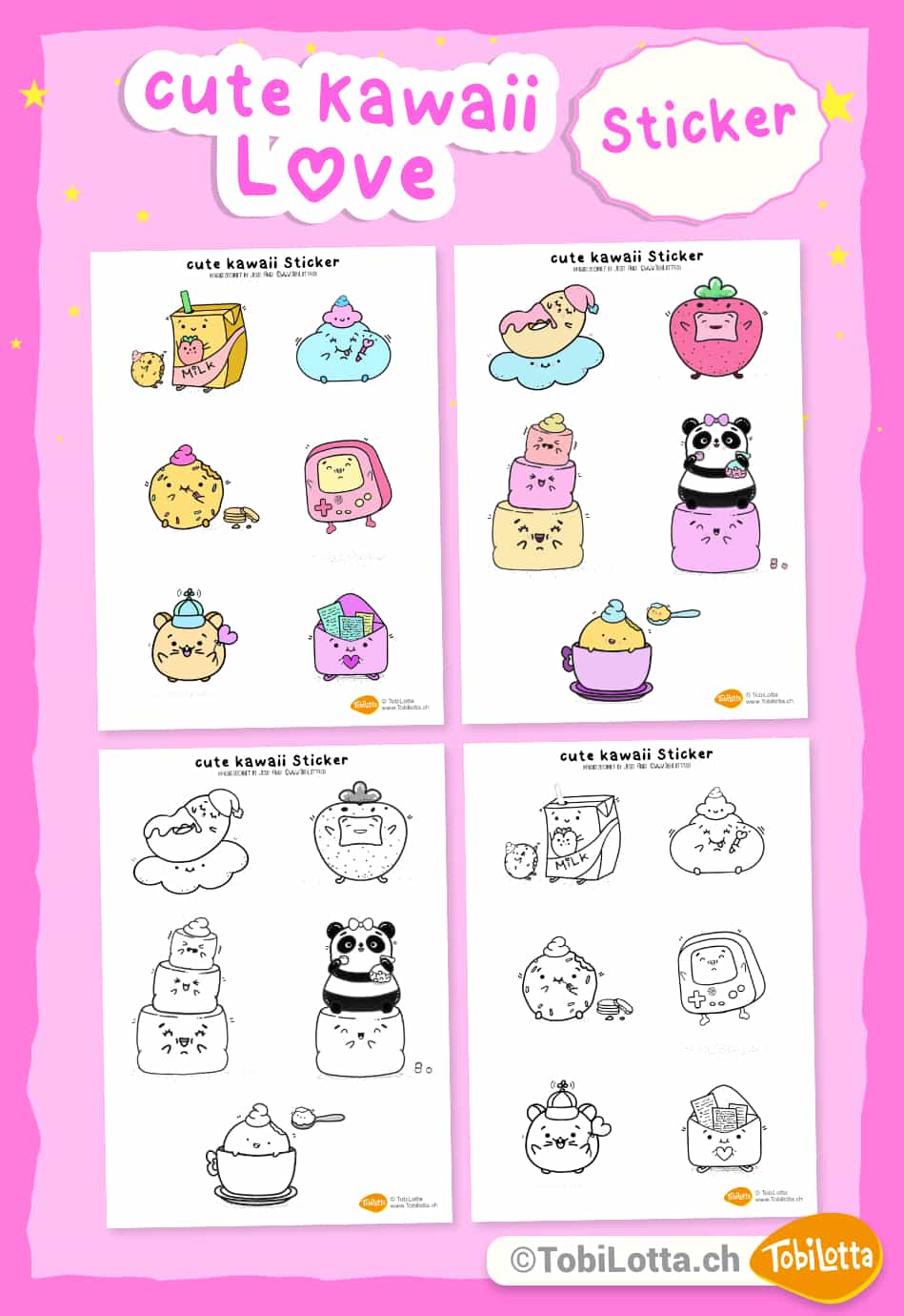 84185 cutekawaii love sticker kaufen vorlage zum ausdrucken sticker kaufen shop kawaii diy printable panda unicorn marshmellow