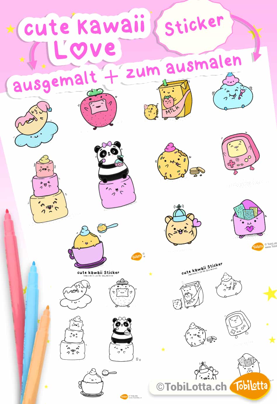 84185 cutekawaii love sticker zum asumalen ausdrucken vorlage basteln kinder bastelvorlage sticker shop ausdrucken sticker kawaii