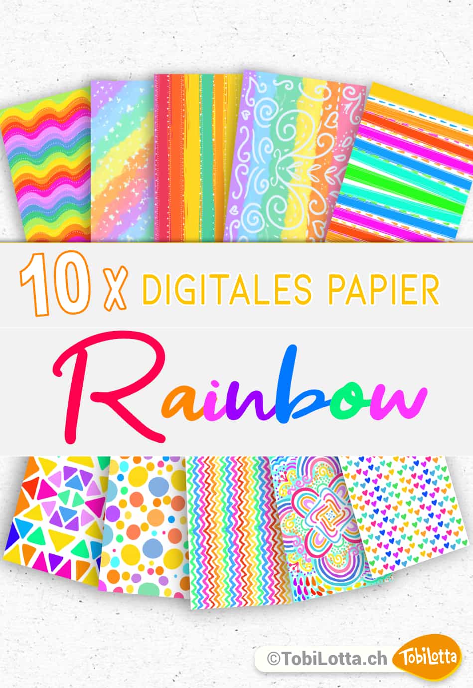 88863 Digitales Papier REGENBOGEN download herunterladen digitales papier bunt geschenkpapapier