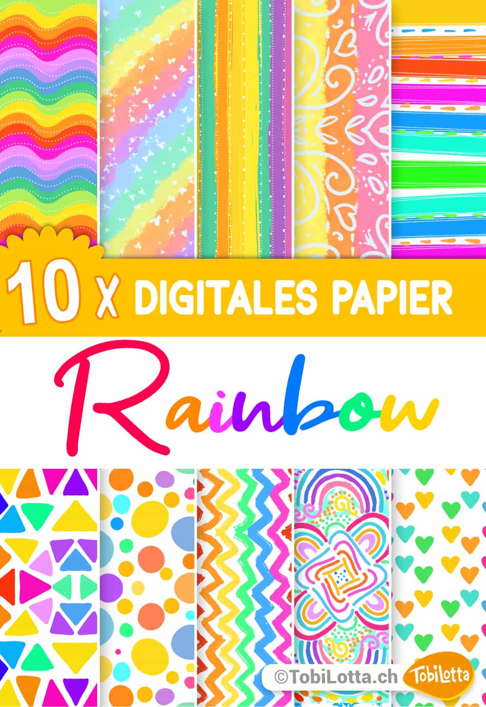 Digitales Musterpapier Regenbogen