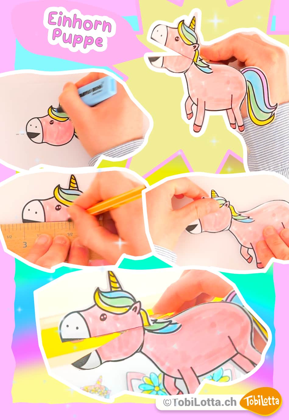 55449 Einhorn puppet Basteln mit Kindern einhorn bastelideen bastelvorlagen für kinder schule kindergarten unicorn templates einhorn vorlage malen zeichnen basteln diy ideen unicorn einhorn