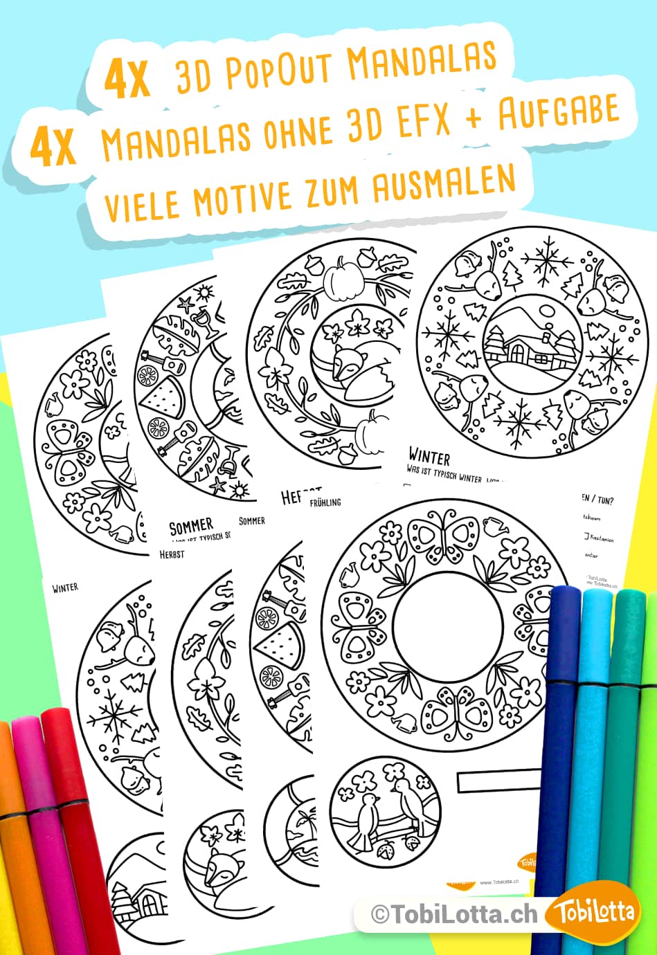 92654 Mandala Jahreszeiten zum ausdrucken fensterbilder fenstermotive vorlagenmappe pdf gratis vorlagen shop kinder basteln diy ideen vorlagen frühling sommer herbst winter basteln