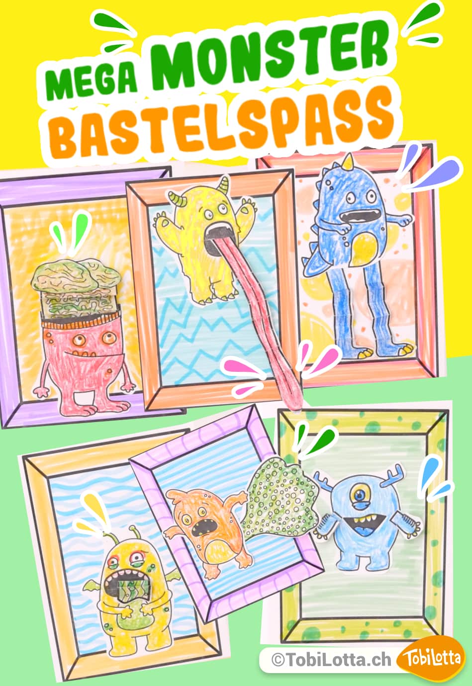 07437 Monster Basteln mit kindern pdf vorlage zum ausdrucken download herunterladen monster vorlage bastelbogen diy