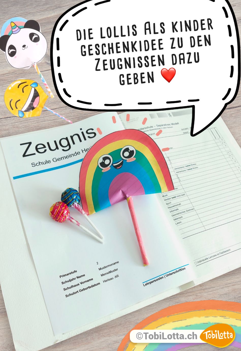 LolliPop DIY Zeugnis Geschenkidee (DiY Popit)