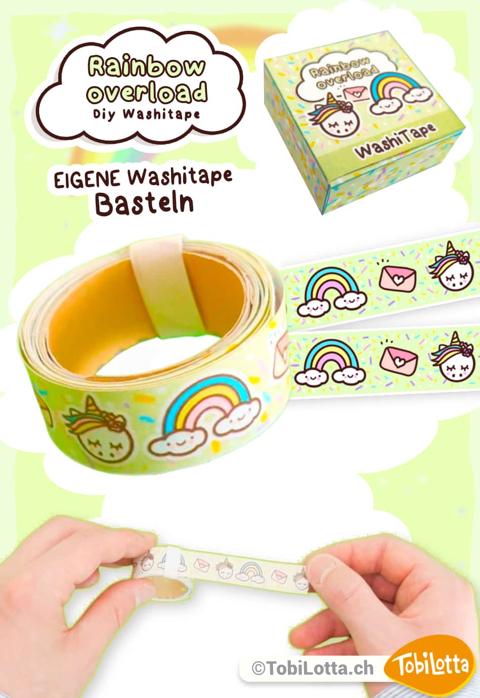 23677 -2 Ranbow Overload Washi Tape selber machen Bastelideen Washi Tape was basteln mit washitape DIY Bastelset Vorlage zum ausdrucken pdf gratis