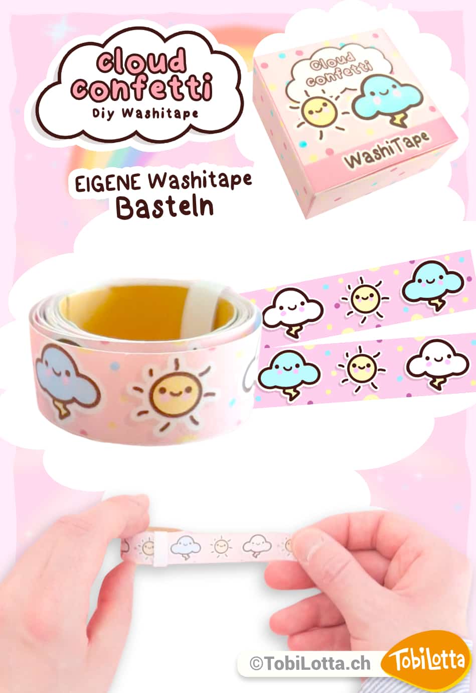 23677 -2- cloud confetti Washi Tape selber machen Bastelideen Washi Tape was basteln mit washitape DIY Bastelset Vorlage zum ausdrucken pdf gratis