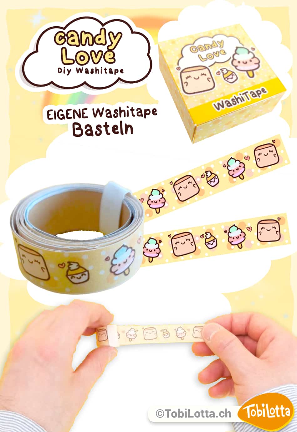 23788 -2- Candy Love Washi Tape Washi Tape selber machen Bastelideen Washi Tape was basteln mit washitape DIY Bastelset Vorlage zum ausdrucken pdf gratis