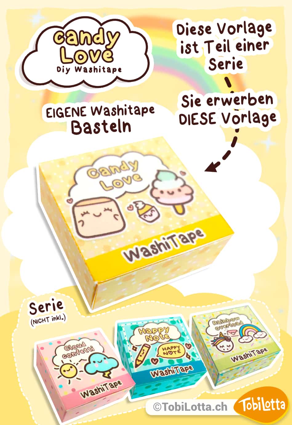 Washitape selbermachen Kawaii Serie Candy Love