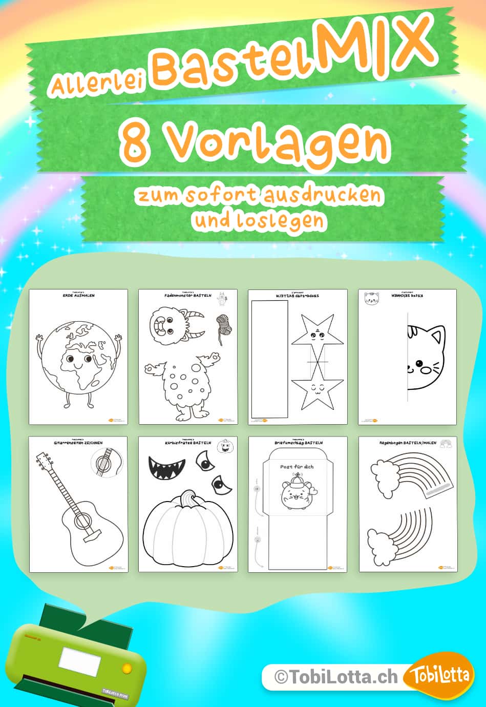 Allerlei-Bastelmix-Basteln-mit-Kindern-Bastelvorlagen-Bastelvideos-fuer-Kinder bastelideen kindergarten bastelvorlagen kinder schgule monster basteln zauberstab basteln einhorn basteln bastelvorlagen zum ausdrucken umwelt regenbogen frieden welt erde bastelvorlagen vorlagen pdf gratis