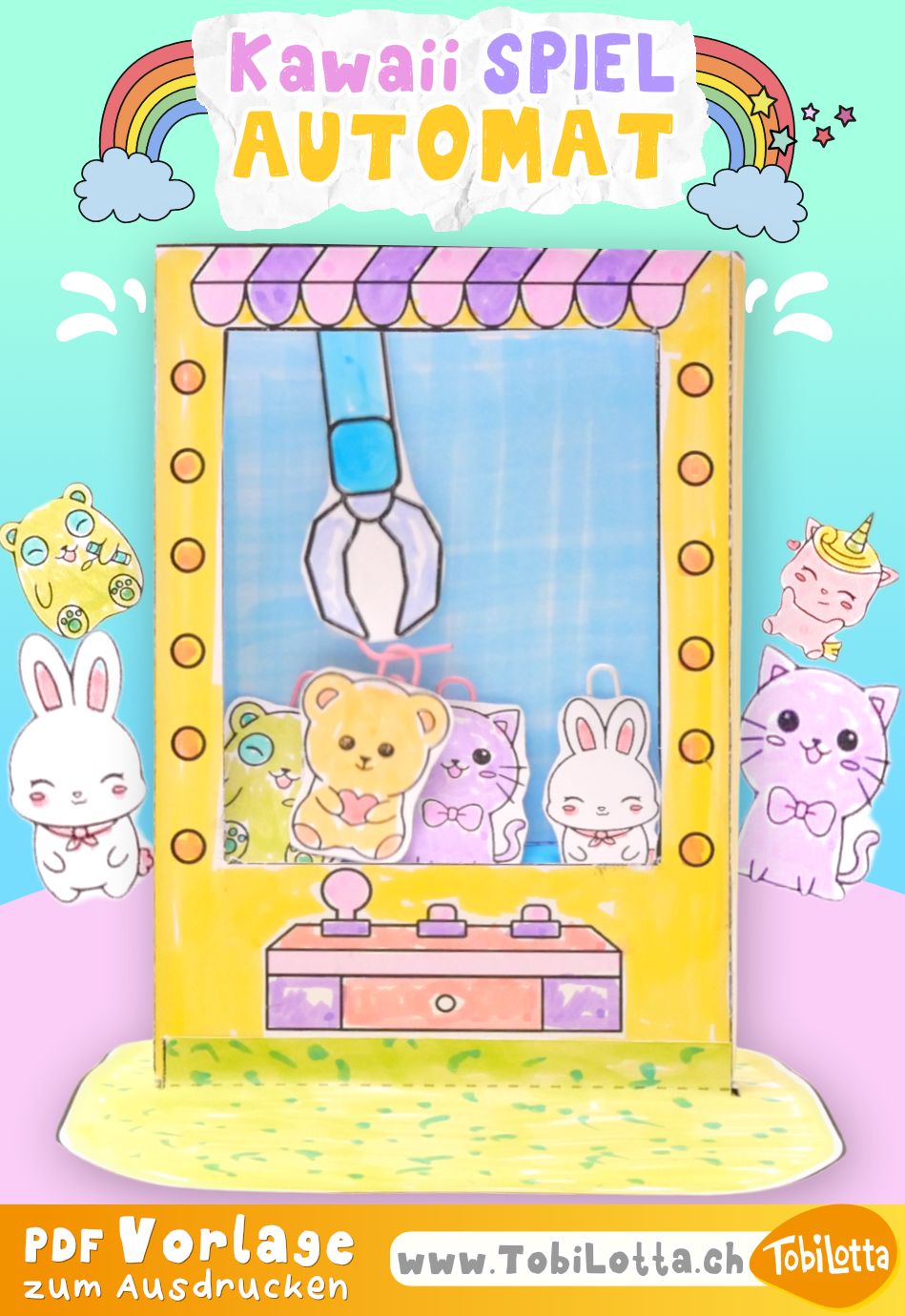 Klauenkranmaschine-Stand-Kawaii-Edition-Spiel-Spiele-basteln-mit-kindern-pdf-vorlagen-zu-ausdrucken-kinder-bastelvorlagen-kawaii-sticker-etsy-spiel-selber-bauen-machen-automat-basteln mit kindern ab 8 9 10 ideen gegen langeweile kawaii