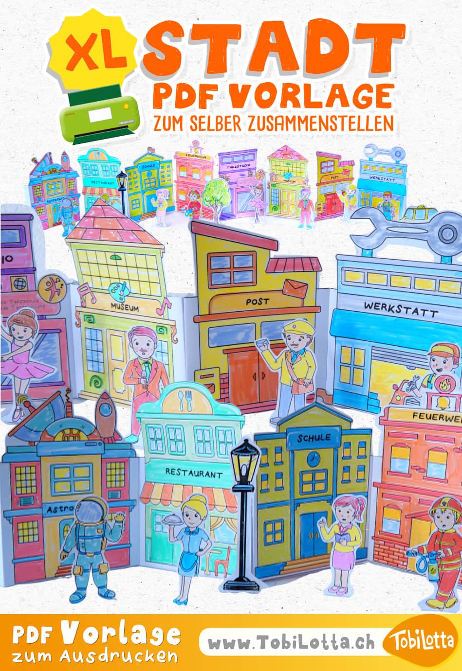 579334 -3-Stadt Bastelvorlage City Printable Make Your Own Paper City papier stadt basteln vorlage zum ausdrucken kinder bastelvorlagen für kinder diy ideen malvorlagen stadt berufe