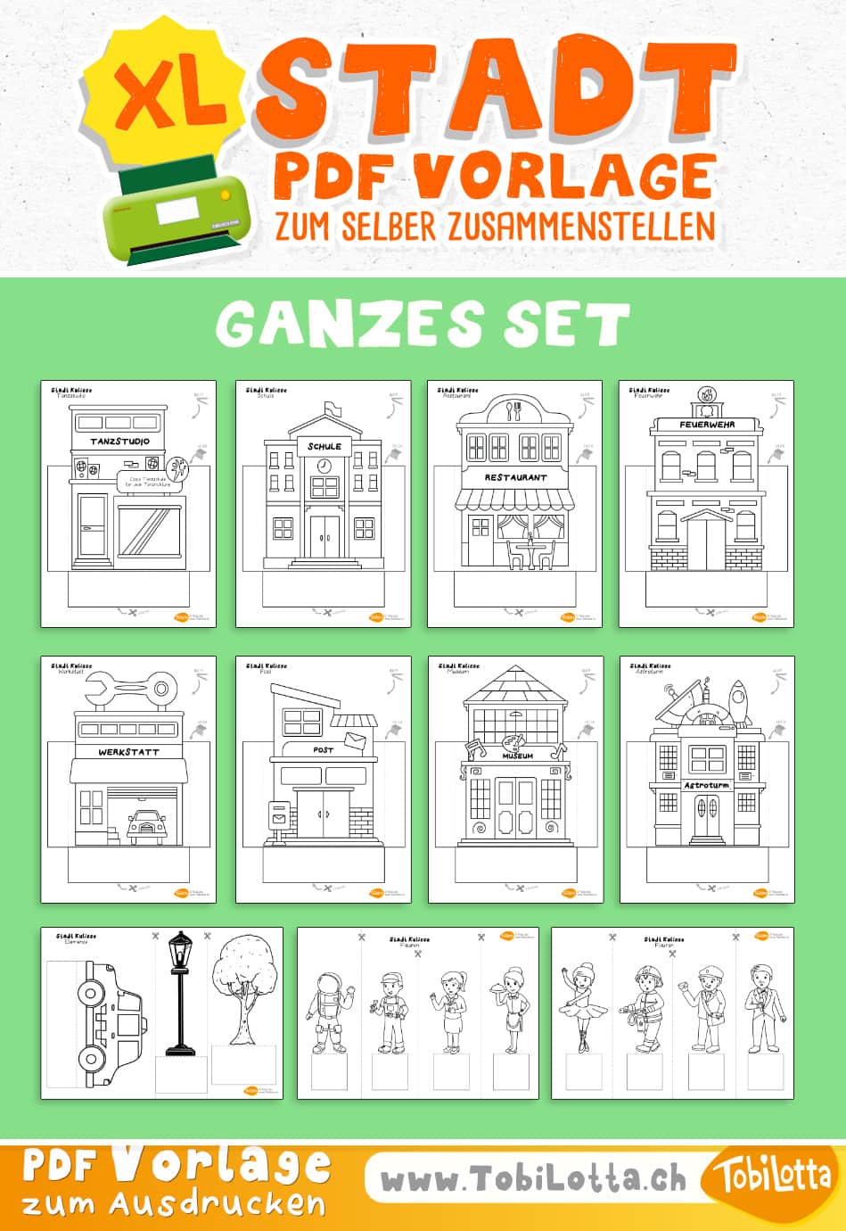 579334 -5-ALLES Stadt Bastelvorlage City Printable Make Your Own Paper City papier stadt basteln vorlage zum ausdrucken kinder bastelvorlagen für kinder diy ideen malvorlagen stadt berufe