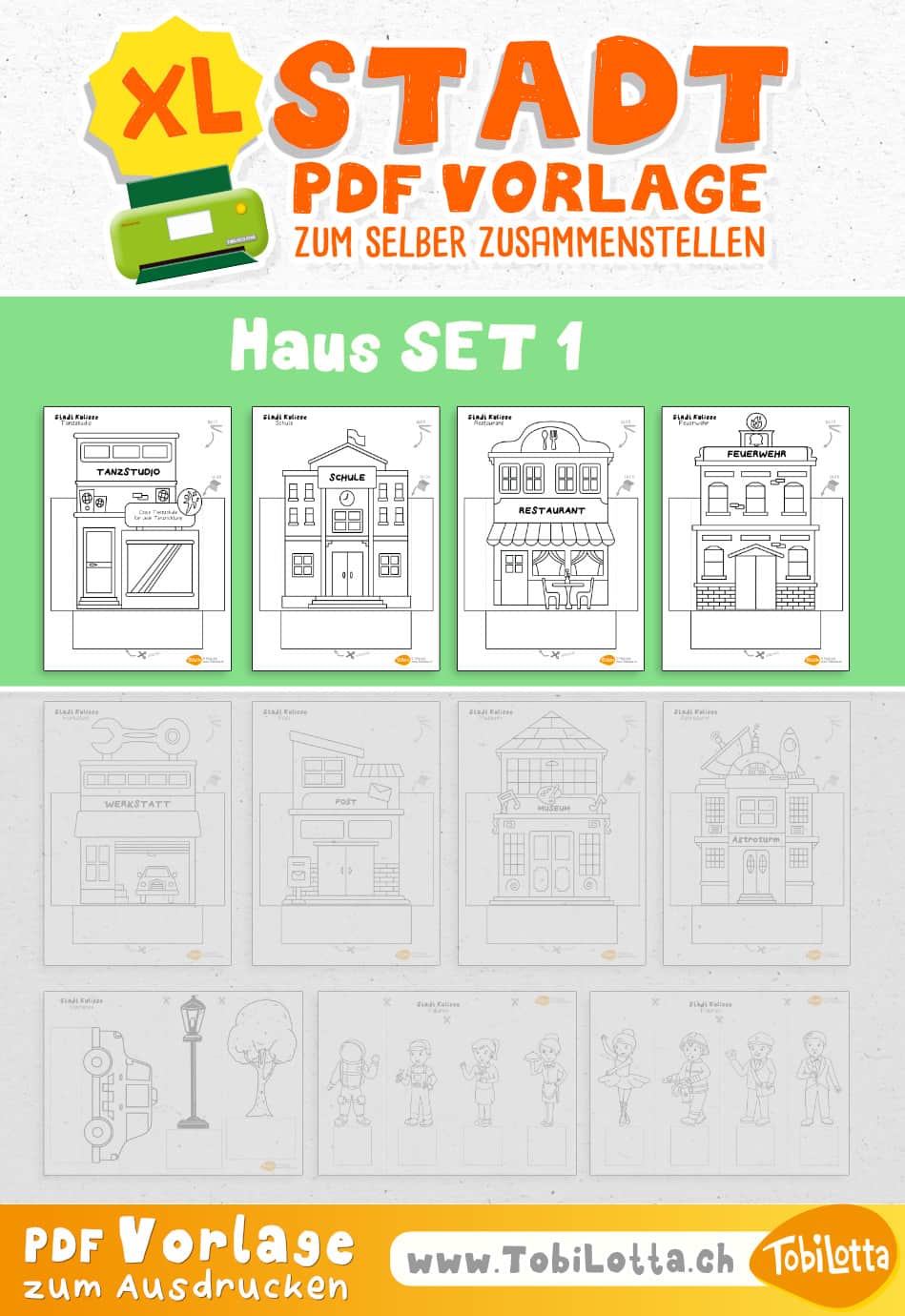 579334 -6- HAUS SET 1- Stadt Bastelvorlage City Printable Make Your Own Paper City papier stadt basteln vorlage zum ausdrucken kinder bastelvorlagen für kinder diy ideen malvorlagen stadt berufe