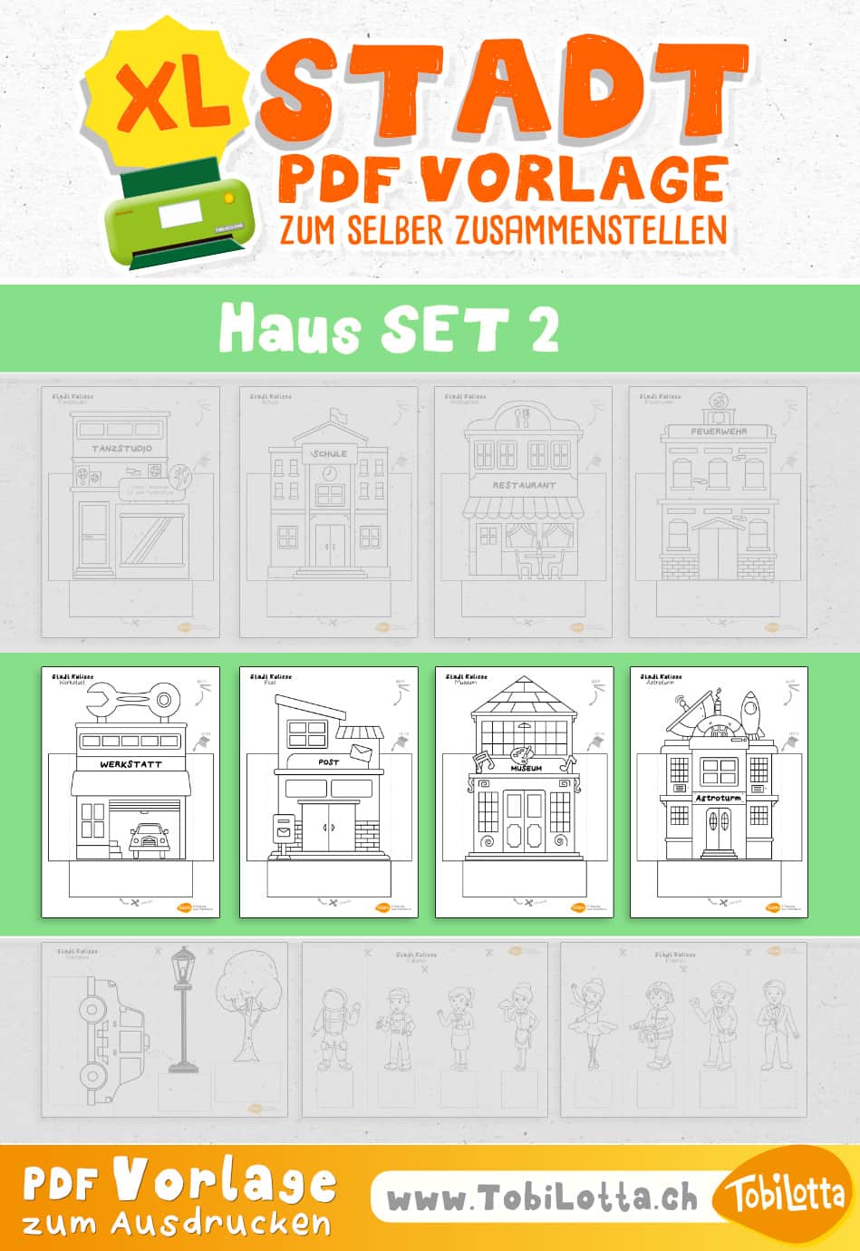 579334 -7- HAUS SET 2- Stadt Bastelvorlage City Printable Make Your Own Paper City papier stadt basteln vorlage zum ausdrucken kinder bastelvorlagen für kinder diy ideen malvorlagen stadt berufe