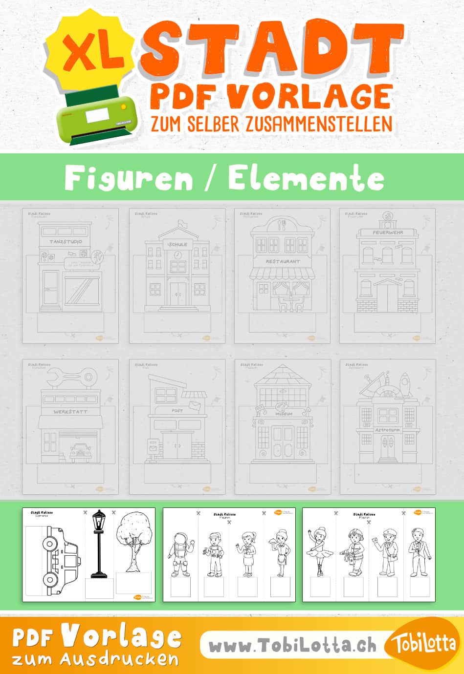 579334 -8- ELEMENTE- Stadt Bastelvorlage City Printable Make Your Own Paper City papier stadt basteln vorlage zum ausdrucken kinder bastelvorlagen für kinder diy ideen malvorlagen stadt berufe